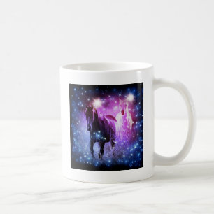 Romantic Galaxy blue purple stars Galloping Horses Coffee Mug