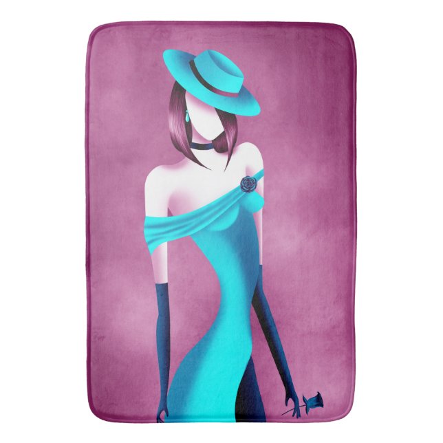 Romantic Gangster Lady with Rose Bath Mat (Front Vertical)