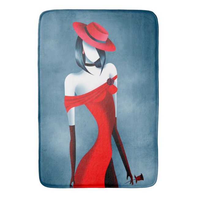 Romantic Gangster Lady with Rose Bath Mat (Front Vertical)