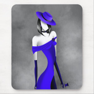 Romantic Gangster Lady with Rose Mouse pad