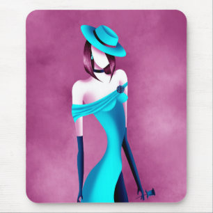 Romantic Gangster Lady with Rose Mouse pad