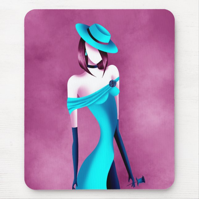 Romantic Gangster Lady with Rose Mouse pad (Front)