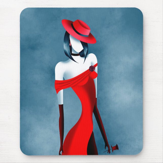 Romantic Gangster Lady with Rose Mouse pad (Front)