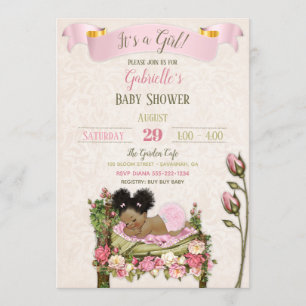 Romantic Garden Baby Shower Pink Green Roses Invitation