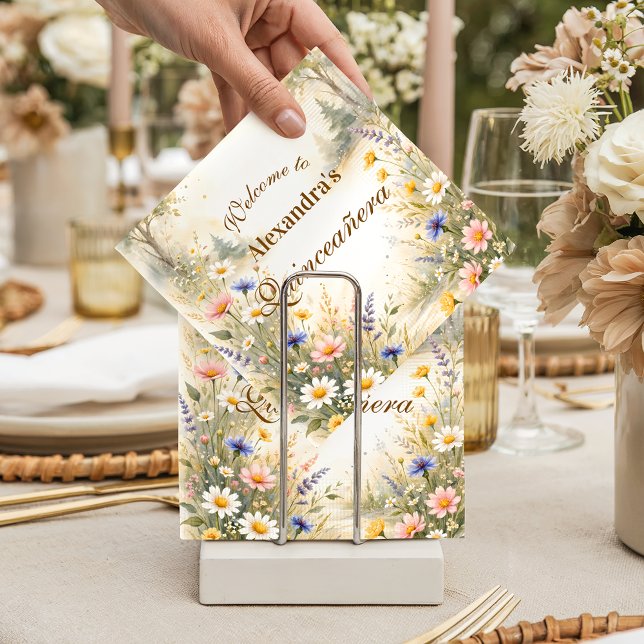Romantic Garden Bloom Quinceañera Napkin (Creator Uploaded)