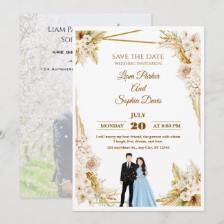 Romantic Garden Blush Floral Wedding Invitation