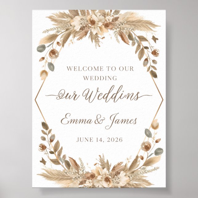 Romantic Garden Boho Wedding Poster  Rose Lavender (Front)