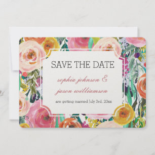Romantic Garden Colourful Flowers save the date Invitation