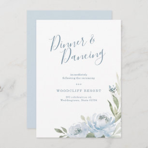 Romantic garden dusty blue floral reception invitation