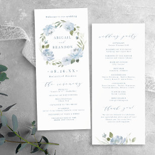 Romantic garden dusty blue floral wedding program
