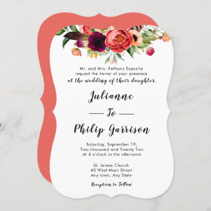 Romantic Garden Floral Formal Wedding Invitation