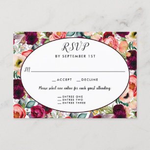 Romantic Garden Floral Reception 3 Entree RSVP