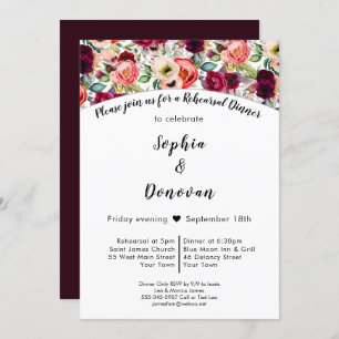 Romantic Garden Floral Rehearsal Dinner Invitation