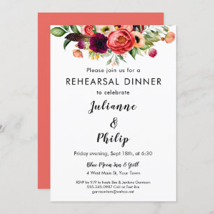 Romantic Garden Floral Rehearsal Dinner Invitation