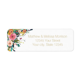 Romantic Garden Floral Watercolor Wedding Return Address Label