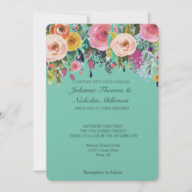 Romantic Garden Floral Wedding Invitation (Front)