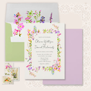 Romantic Garden Floral Wedding  Invitation