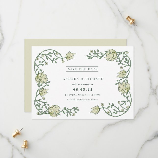 Romantic Garden Floral Wedding Save The Date (Front/Back In Situ)