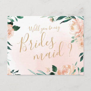 Romantic garden floral Will you be my bridesmaid Invitation