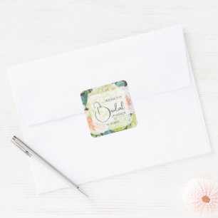 Romantic Garden Flowers Bridal Shower Square Sticker