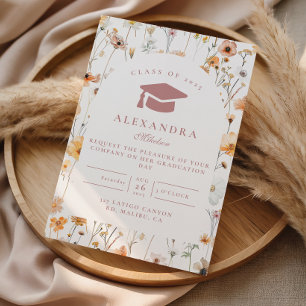 Romantic Garden Flowers Graduation Invitation
