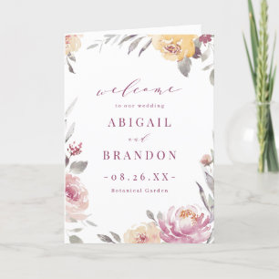 Romantic garden mauve floral wedding program