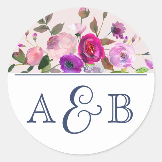 Romantic Garden Monogram Wedding Envelope Seals (Front)