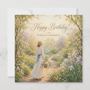 Romantic Garden Path Birthday Card