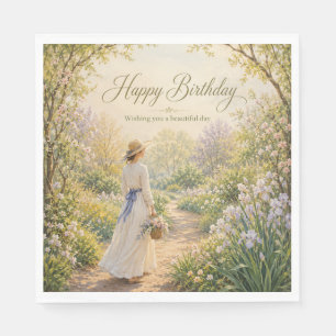 Romantic Garden Path Birthday Napkin