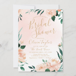 Romantic garden peach floral Bridal Shower Invitation