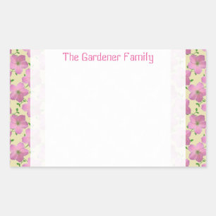Romantic Garden Pink Geranium Flower on any Colour Rectangular Sticker