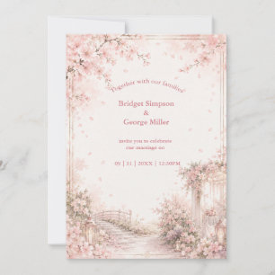 Romantic Garden Sakura Wedding Bliss Invitation