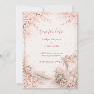 Romantic Garden Sakura Wedding Bliss Invitation