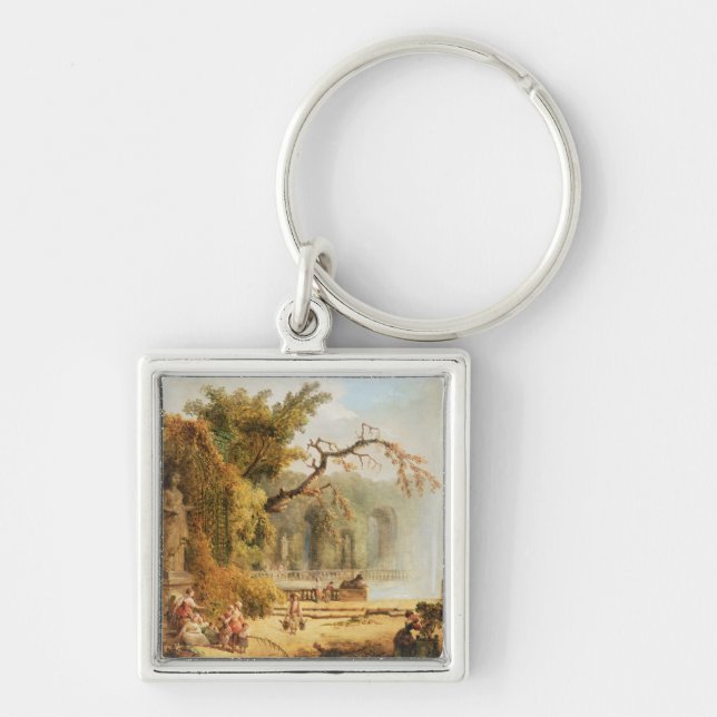 Romantic garden scene key ring (Front)