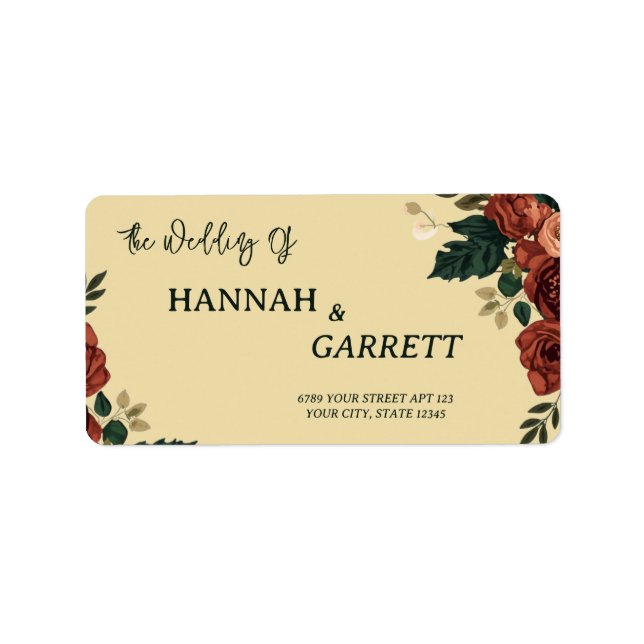 Romantic Garden Wedding Address Label (Front)