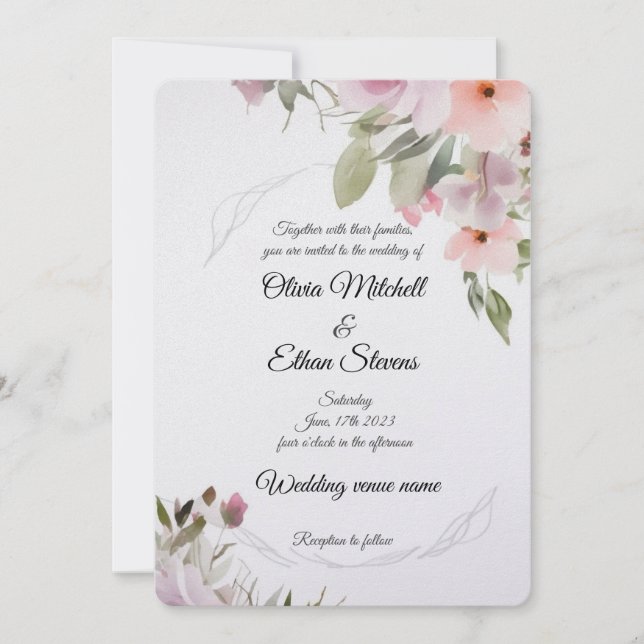 Romantic Garden Wedding Invitation card (Front)