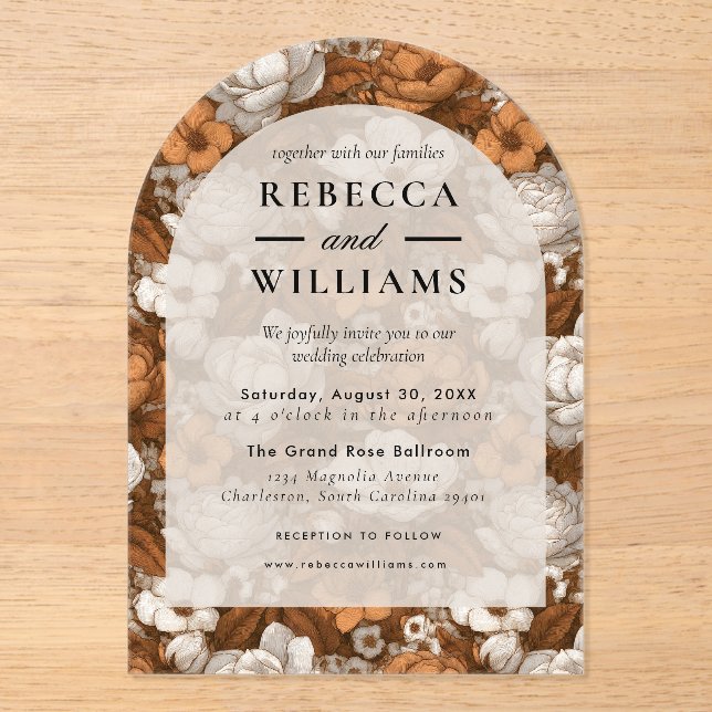 Romantic Gardenias Themed Modern Wedding Acrylic Invitations (Front)