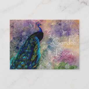 Romantic Gazebo Peacock and Watercolor Business Card