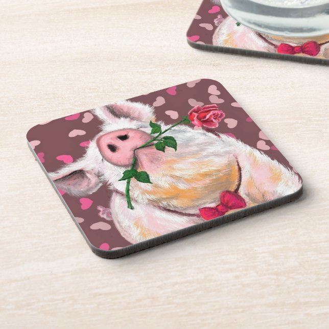 Romantic Gentleman Pig Funny Coaster (Left Side)