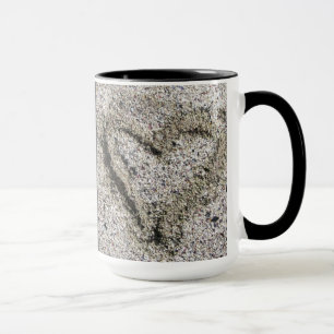 Romantic Geology Heart in Sand with Name Mug