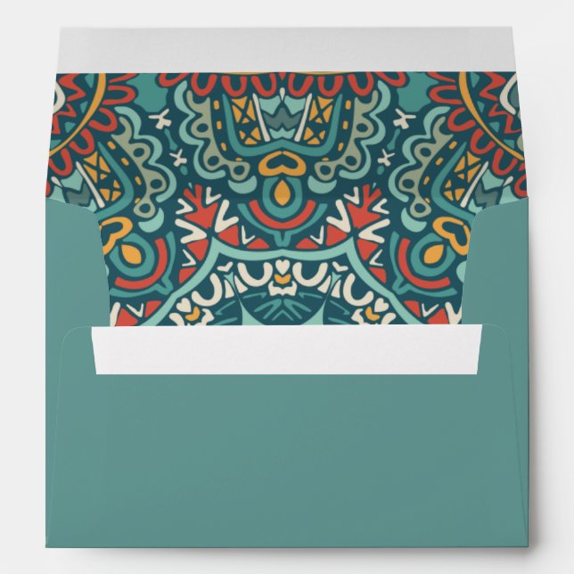 Romantic Geometric Mandala soft blue grey and red Envelope (Back (Bottom))