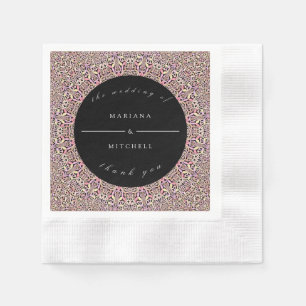 Romantic Geometric Mandala soft Pink Black  Napkin