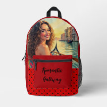Romantic Getaway, Love and Venice Printed Backpack