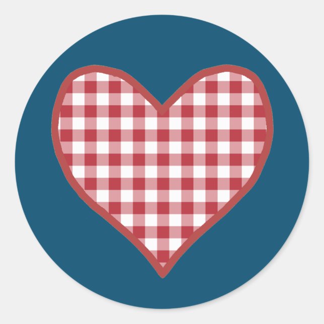 Romantic Gingham Heart Sheet of 20 Stickers (Front)