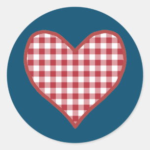 Romantic Gingham Heart Sheet of 20 Stickers
