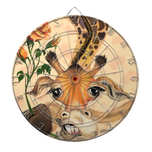 Romantic Giraffe - Add Your Picture / Text Dartboard (Front)