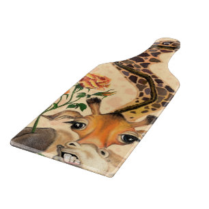Romantic Giraffe - Funny - Add Your Text / Name Cutting Board