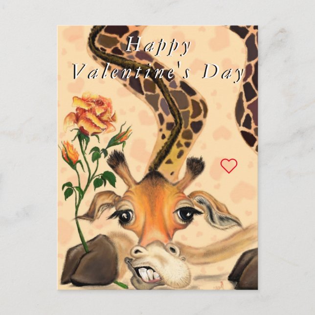Romantic Giraffe Funny Valentine's Day Card (Front)