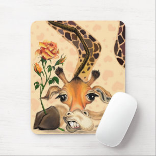 Romantic Giraffe - Gentleman - Add Your Text /Name Mouse Pad