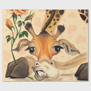 Romantic Giraffe - Gentleman - Add Your Text /Name Wrapping Paper